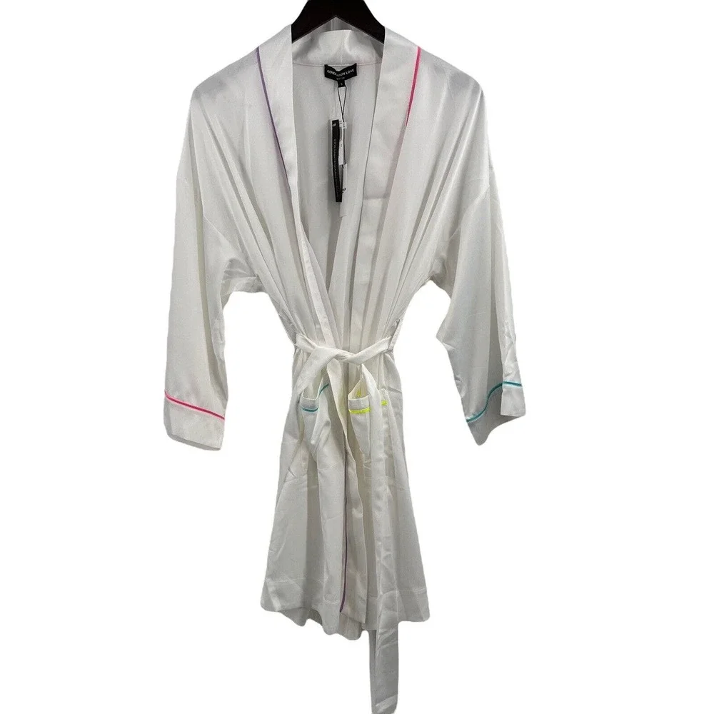 Generation Love Satin Rainbow Trim Lesley Robe Size Small‎ New